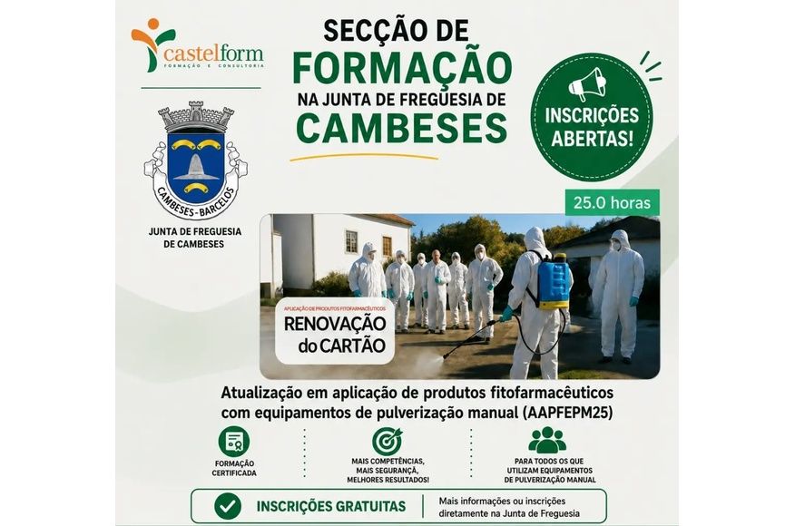 PR&Eacute;-INSCRI&Ccedil;&Otilde;ES ABERTAS - Forma&ccedil;&atilde;o: Atualiza&ccedil;&atilde;o em aplica&ccedil;&atilde;o de produtos fitofarmac&ecirc;uticos com equipamentos de pulveriza&ccedil;&atilde;o manual (AAPFEPM25)