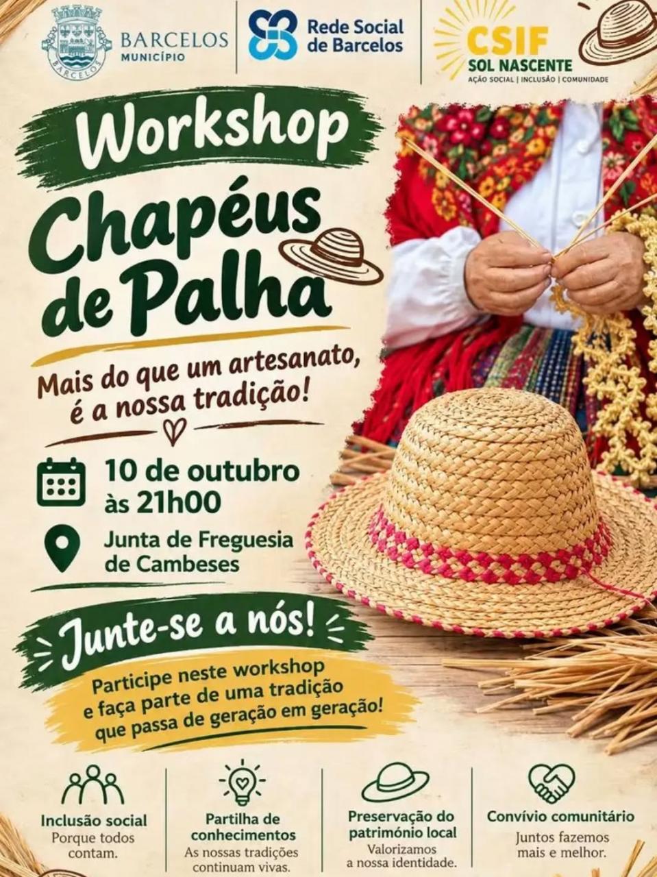 WORKSHOP &ldquo;CHAP&Eacute;US DE PALHA&rdquo; 